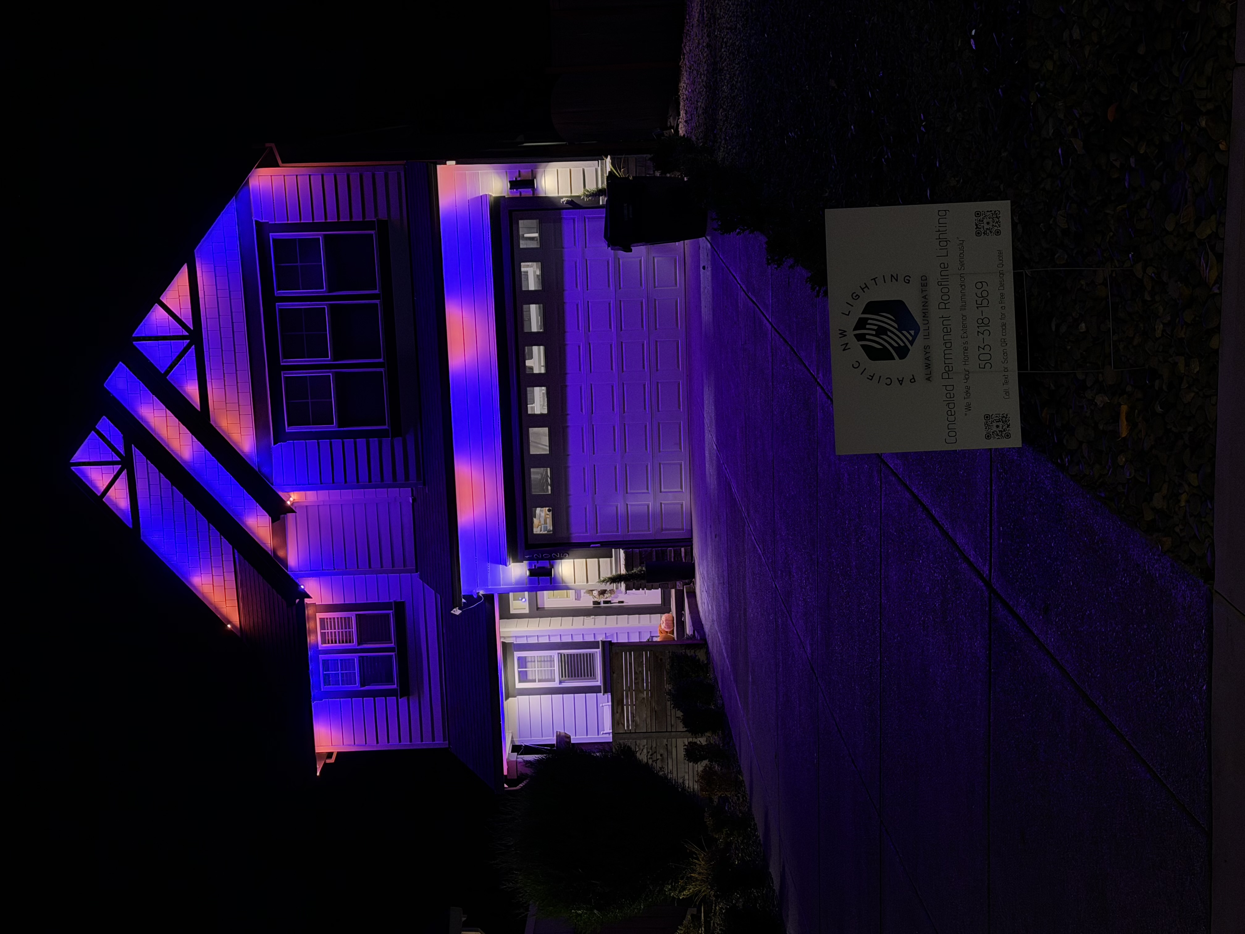 Seasonal ladder and temporary holiday lights on a home